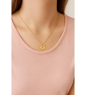 Kişiye Özel Şişme Flamingo Tropik Kolye 925K Gümüş (Gold)