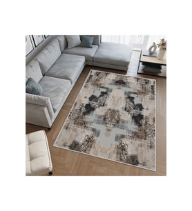 Rovigo Home Dijital Baskı Yıkanabilir Kaymaz Taban Salon Halısı RVG0394 (Kahverengi)
