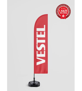 Vestel Logolu Yelken Bayrak Set (No:2) - Raşel Kumaş 1. Kalite