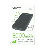 Typhoon Powerbank Taşınabilir Şarjları 8000mAh Mobil Ek Pil yolculuk Güç Bankası Siyah Şarj USB LED gösterge 2A