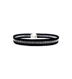 Beyaz Sim Işleme Siyah Kadife Kadın Choker Kolye