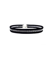 Beyaz Sim Işleme Siyah Kadife Kadın Choker Kolye