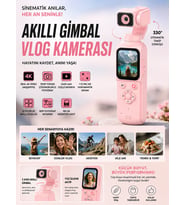 4K Profesyonel 330° Döner Lensli Vlog Kamerası Pembe Dijital Video Kamera Yüksek Stabilizasyon