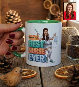 Kişiye Özel Karikatürlü Hemşire Best Nurse Ever Kupa Bardak Tıp Bayramı Hediyesi