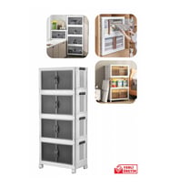 Piev Emayhome Çok Amaçlı Kapaklı Portatif İstiflenebilir Tekerlekli Organizer Dolap 4 Lü Beyaz