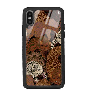 iPhone Xs Leoparlar Tasarımlı Glossy Telefon Kılıfı