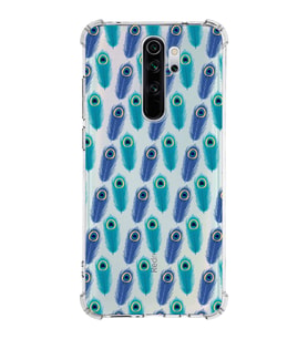 PrintiFy Xiaomi Note 8 Pro Uyumlu Nazar Boncuğu 4 Baskılı Şeffaf Köşe Korumalı Antişok Kılıf