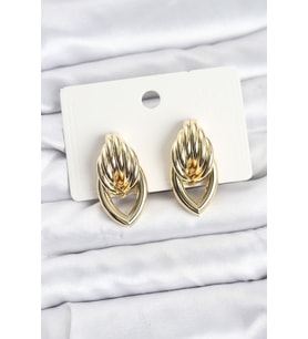 Pirinç Gold Renk Sarmal Damla Model Vintage Kadın Küpe 5886 - HPSBYI3470-8085