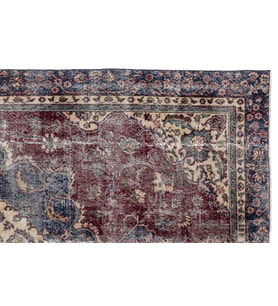 Bordo El Dokuma Halı Klasik Stil Madalyon Göbekli Eskitme Yüzey Salon Yatak Odası