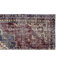 Bordo El Dokuma Halı Klasik Stil Madalyon Göbekli Eskitme Yüzey Salon Yatak Odası