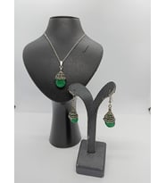 MARGAZİT TAŞLI KOLYE KÜPE SET-MDL-5007 (Yeşil)