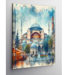 Kanvas Tablo Suluboya Cami Temalı