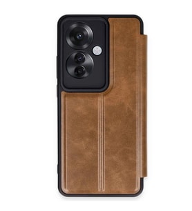 Oppo Reno 11f Kılıf Flip Cover - Taba