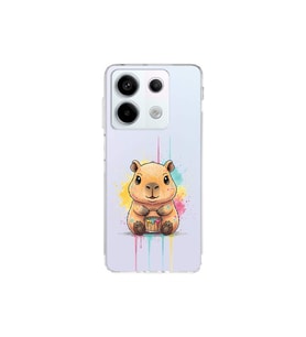 Redmi Note 13 Pro 5G ile Uyumlu Splash Kapibara Tasarımlı Şeffaf Silikon Kılıf