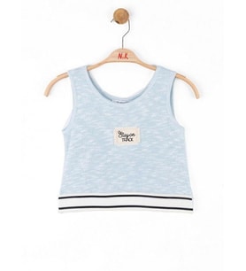 Kız Çocuk Simli Triko Kumaş Crop Bluz