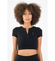 Maraton SlimFit Kadın Bisiklet Yaka  Siyah- Crop Top
