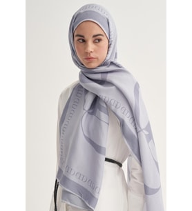 Füme Carell Aura Monogram Floş Şal
