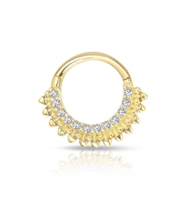 Modelli Sıra Taşlı Altın Helix Piercing (Gold)