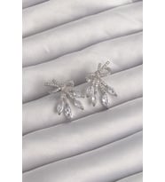 Pirinç Gümüş Renk Zirkon Taşlı Fiyonk Küpe 5886 - SSSSSS2702-6846