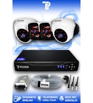 PICAM 4 Kameralı Panda 2 İç Kamera Set HDD'siz Full HD Gece Görüşlü Güvenlik Kamerası Sistemi