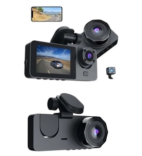 Mey İthalat® 3 Kameralı 2 İnç 1080P Araç İçi Kamera Sürüş Kamerası Carplay