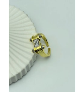 Çelik Gold Taşlı Ayarlanabilir Yüzük - 25yzk123