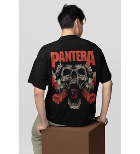 Tasarım Pantera Müzik Grubu Baskılı Unisex Oversize Rock Metal Tişört