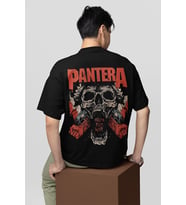 Tasarım Pantera Müzik Grubu Baskılı Unisex Oversize Rock Metal Tişört