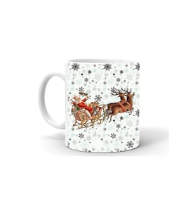Yılbası Noel Temalı Baskılı Seramik Beyaz Kupa