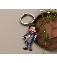 BK Gift Kişiye Özel Erkek Karikatürlü Ahşap Anahtarlık, Sevgiliye Hediye, Erkek Hediyesi, Doğum Günü Hediyesi-13