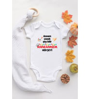 Özel Tasarım Annem Çok Şey Bilir Anneannem Her Şeyi Bebek Body Bebek Çıt Çıtlı Badi Zıbın Body