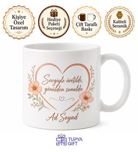Crafted With Love Temalı Sevgiyle Üretildi Kupa Bardak Hediye