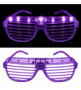 Led Işıklı Panjur Parti Gözlüğü Mor Renk Shutter Gözlük