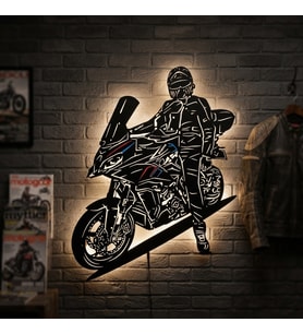 Kişiye veya Fotoğrafa Özel Led Işıklı Ahşap Hediyelik Motosiklet Tabloları, Dekor