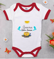 BK Kids Annemin Kahve Zamanı Tasarımlı Kırmızı Bebek Body Zıbın-1