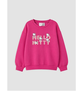 LCW Kids Fuşya Hello Kitty Baskılı Kız Çocuk Sweatshirt
