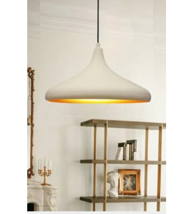 RİOLİGHT MODERN1 BEYAZ İÇİ GOLD ODA,MUTFAK,CAFELER İÇİN TEKLİ METAL SARKIT AVİZE ÇAP:35CM