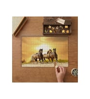 Günbatımı - Koşan Atlar Tasarımı 240 parça Ahşap Puzzle Ahşap Kutuda MP07972