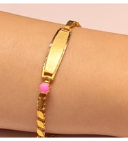Altın Pembe Taşlı Pullu Model Bebek Künyesi