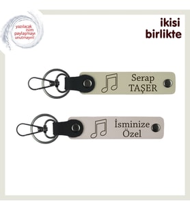 İlk Buluşmanızdaki Şarkıya Anlamlı Hatıra, Kişiselleştirilebilir Deri Anahtarlık Set, S Kahve-Pudra (Çok Renkli)