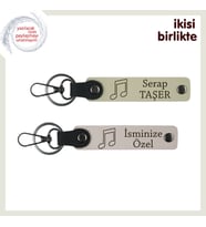 İlk Buluşmanızdaki Şarkıya Anlamlı Hatıra, Kişiselleştirilebilir Deri Anahtarlık Set, S Kahve-Pudra (Çok Renkli)