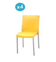 Omnipazar MT-CF875 Vortice Plastik Bahçe Balkon Sandalye 4'lü Set (Sarı)