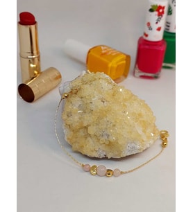 Pembe Kuvars Taşı Tasarım Bileklik (49858)