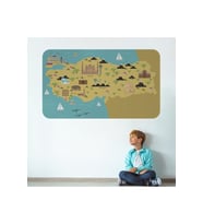 Eğitici Ve Öğretici Dekoratif Cocuk Odası Türkiye Haritası Duvar Sticker-3877-85x130