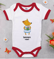 BK Kids Summer Vibes Tasarımlı Kırmızı Bebek Body Zıbın-1