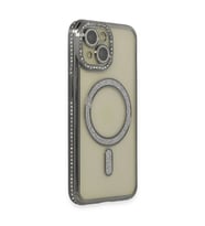 Apple İphone 14 Kılıf Joke Simli Magneticsafe Kılıf - Gri