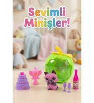 Sevimli Miniş Figür Oyun Seti - Elma Evli, Pastalı ve Aksesuarlı Köpek Oyuncak