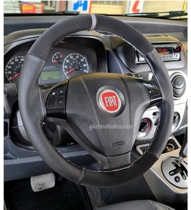 Fiat Fiorino Dikme Direksiyon Kılıfı Noktalı-Alkantra Gri Yüzüklü