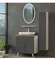 Sanya Banyo Dolabı 85Cm Ay2K1Ç+1Ea1R+Tzg+Boy Beyaz Antrasit