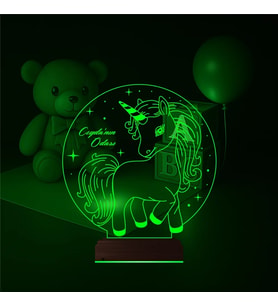 Luvivia Unicorn At Çocuk Odası Hediye Kişiye Özel 3D Lamba - Masa Gece Lambası